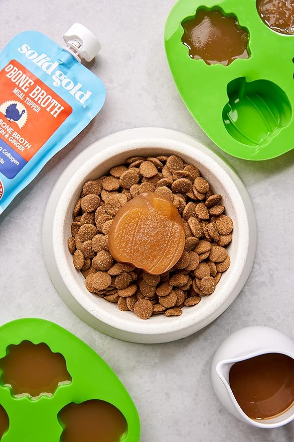 Solid Gold Chicken Bone Broth for Dogs - Grain Free Dog Food Topper Rich in Collagen and Superfoods - Nutrient Dense Dog Gravy Topper for Dry Food - Promotes Gut Health and Hydration - 12 Pack