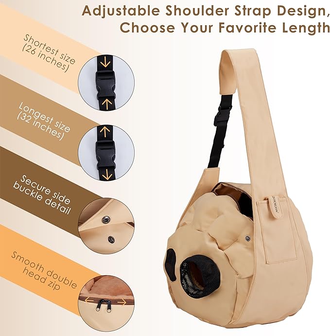 Small Dog Carrier Sling and Pet Nest, Soft-Sided Pet Sling Carrier with Thick Padded, Reversible Puppy Pouch with Breathable Mesh, Adjustable Strap, Dual-use Dog/Cat Travel Bag/Bed for Outdoor（5-22lb）