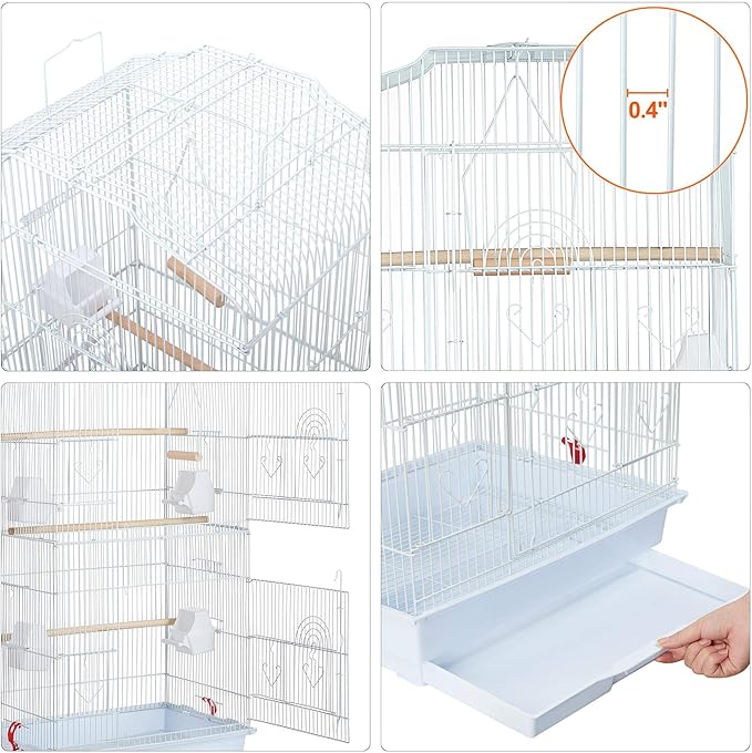 Yaheetech 64-inch Open Play Top Bird Cages for Parakeets Cockatiels Finches Lovebirds Canaries Conures Budgies Parrot Birdcage w/Detachable Rolling Stand, White