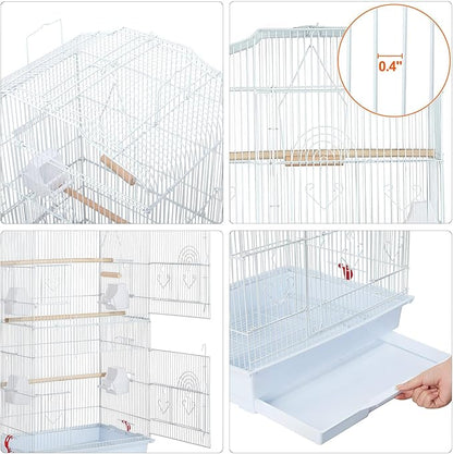 Yaheetech 64-inch Open Play Top Bird Cages for Parakeets Cockatiels Finches Lovebirds Canaries Conures Budgies Parrot Birdcage w/Detachable Rolling Stand, White