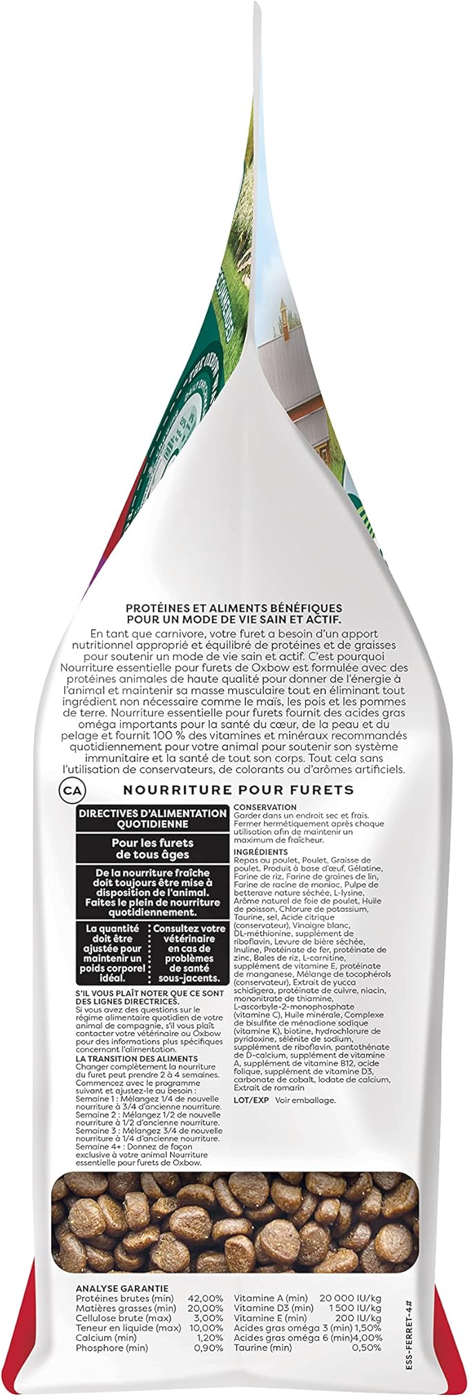 Oxbow Animal Health Oxbow Essentials Ferret Food, Vitamin & Mineral Rich Formula for Ferret, High Protein Food & High Fat, Small Animal Pet Products, Made in USA, 4 lb Bag