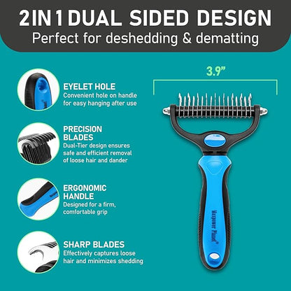 Maxpower Planet Pet Grooming Rake and Dematting Comb for Dogs - Dog Grooming Supplies, Undercoat Rake for Dogs & Cats - Extra-Wide Deshedding Dog Brush & Deshedder Comb for Long Hair - Reduce Shedding