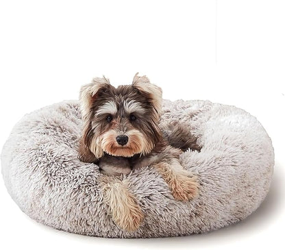 WESTERN HOME WH Calming Dog & Cat Bed, Anti-Anxiety Donut Cuddler Warming Cozy Soft Round Bed, Fluffy Faux Fur Plush Cushion Bed for Small Medium Dogs and Cats (20"/24"/27"/30")