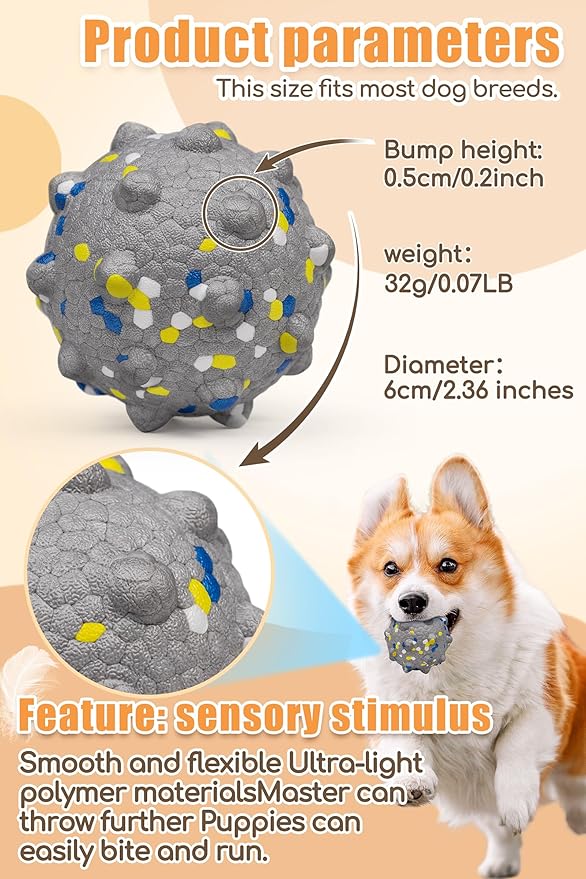 Dog Balls for Aggressive Chewers,Indestructible Tennis Balls for Dogs, Durable Bouncy Dog Toy Balls, Interactive Dog Toys for Fetch Game, Lightweight Floating Balls (Grey Medium)