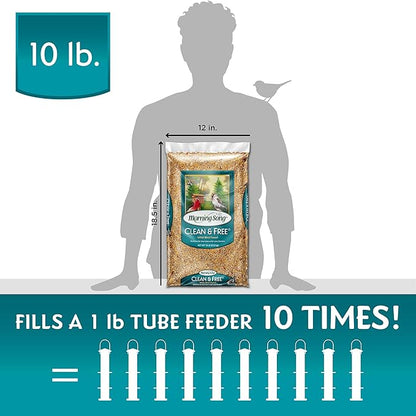Morning Song Clean & Free Shell Free Wild Bird Food, Premium No Mess Bird Seed for Outside Feeders, 10-Pound Bag