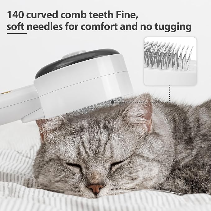 3 IN 1 Pet Shedding Brush, Steam Brush for Cats,Efficient Hair Removal and Cleaning for Dogs&Cats, Pet Grooming Removal Comb (White)