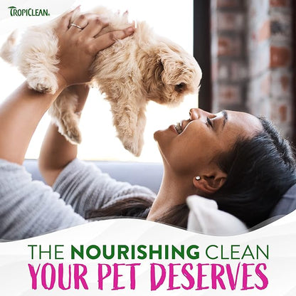 TropiClean No Rinse Waterless Dog Shampoo | Detangling and Deodorizing Dry Shampoo for Smelly Pets | Moisturizes Dry Skin | USA Made | Berry Scent | 7.4oz