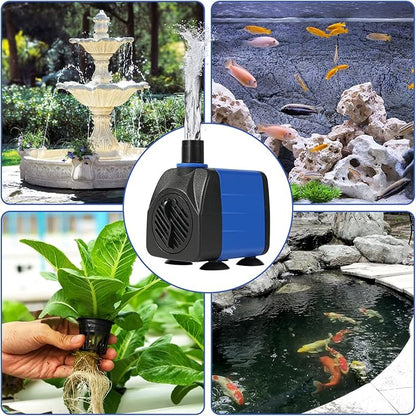 AQUANEAT Small Fountain Pump, 160 GPH Mini Submersible Water Pump with 3.3 ft Tubing, for Aquarium Fish Tank, Pet Water Fountain, Hydroponics, Pond Waterfall Filter Pump