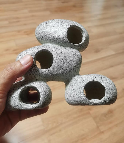 Aquarium Rock Decorations Resin Cichlids Rock with Artificial Moss Betta cave Betta Fish Tank Accessories Fish hides for Aquarium (Rock Cave)