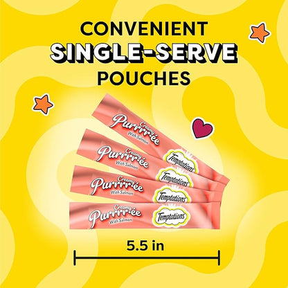 Temptations Creamy Puree Squeezable Lickable Wet Cat Treats with Salmon, 0.42 oz. Tubes, 16 Count