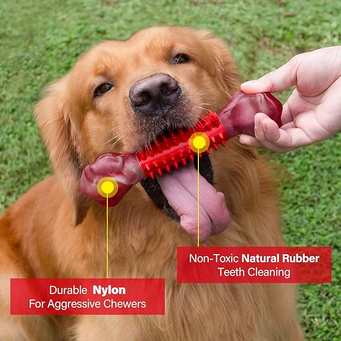 Apasiri Tough Dog Toys for Aggressive Chewers Large Breed, Dog Chew Toys for Aggressive Chewers, Nylon and Rubber, Large Dog Toys Outdoor Teething