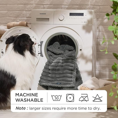 Bedsure Waterproof Dog Blankets for Large Dogs - Soft Pet Cat Blanket Corduroy Fleece for Couch Bed Protector Washable, Cozy Calming Reversible Furniture Protection for Puppy,50"x60", Warm Grey