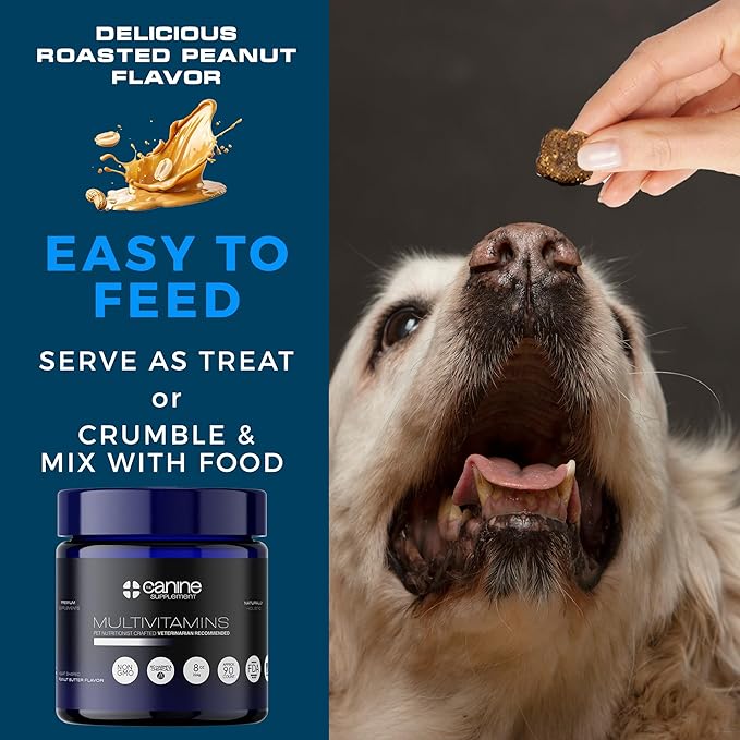 Dog Multivitamin Soft Chews | All-in-One Supplement for Immunity, Joints, Gut & Skin Health | Glucosamine Chondroitin, Vitamins & Probiotics | Roasted Peanut Flavor - 90 Count