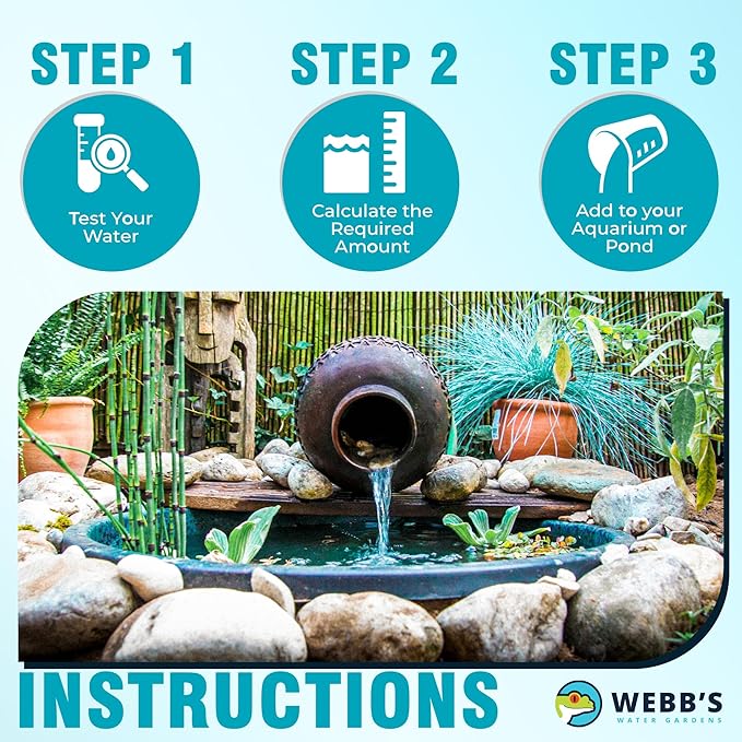 Webbs Water Gardens Water Conditioner Plus - Fish Safe, Heavy Metal Detoxifier and Dechlorinator for Freshwater and Marine Aquatics - 128 Fluid Ounces