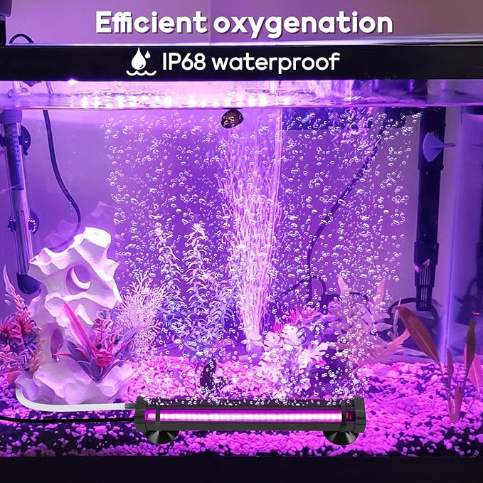 Submersible Bubble Aquarium Light：RGB Aquarium Light with Remote Control Oxygenator for Saltwater Coral Growth - 9 Inch Waterproof Fish Tank Light Designed for Aquarium Breeders