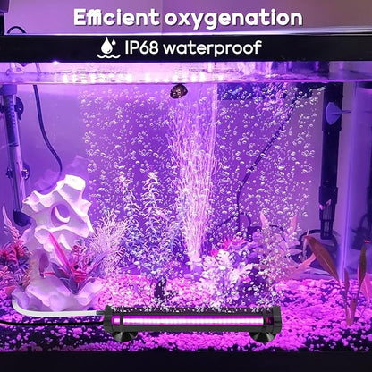 Submersible Bubble Aquarium Light：RGB Aquarium Light with Remote Control Oxygenator for Saltwater Coral Growth - 9 Inch Waterproof Fish Tank Light Designed for Aquarium Breeders