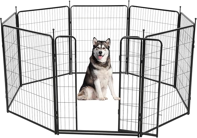 Dog Playpen,40" Height 21 Ft(L) 8 Panels Pet Play Pen, Indoor/Outdoor,Heavy Duty Metal Pet Exercise Pen, Wide Door Low Threshold,Portable Pet Playpen for Rv Camping Garden Yard, Quick Install