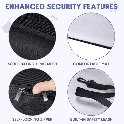 BALEINE Cat Carrier, Puppy Dog Carrier for Small Medium Pets Up to 22 Lbs, Soft-Sided Dog Travel Bag with Safety Zippers, Collapsible Pet Carrying Case (Black, XL, 19"x12"x12")