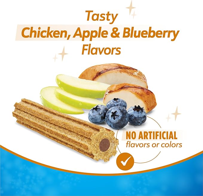 Purina Dentalife Plus Immune Support Chicken, Apple and Blueberry Flavor Large Dog Dental Chews 7 oz - 19 ct. Pouch