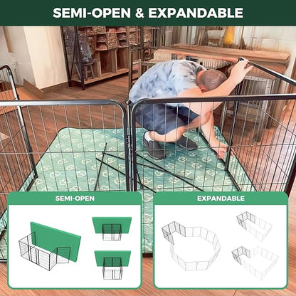 FXW Homeplus Dog Playpen for Indoor Use - Stress-Free and Safe Play, Heavy Duty 45 Inch 12 Panels Dog Pen for Large Dogs, Black_atented