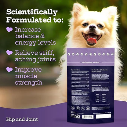 Moe_ Dog Joint Supplement 90 Soft Chews  Glucosamine, Chondroitin & Hyaluronic Acid with Vitamins C & E  Advanced Hip and Joint Support for Dogs  Ideal for Bone Health & Joint Pain Relief