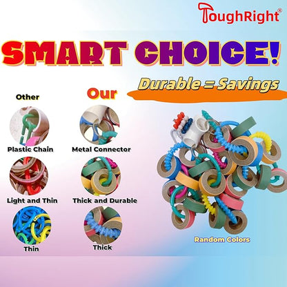 Fatty Bagel Cascade 24Pcs Bird Toys for Parrots Durable Cardboard Chewing Shredding Foraging 1.75“ for Medium & Large Parrot Amazons Mini Macaws African Greys Cockatoos Eclectus Senegal