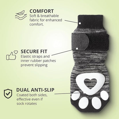 Anti Slip Dog Socks for Hardwood Floors, 6 Pack | Dog Socks to Prevent Licking Paws and Add Traction | Paw Protection for Senior Dogs | Dog Booties Alternative - XS