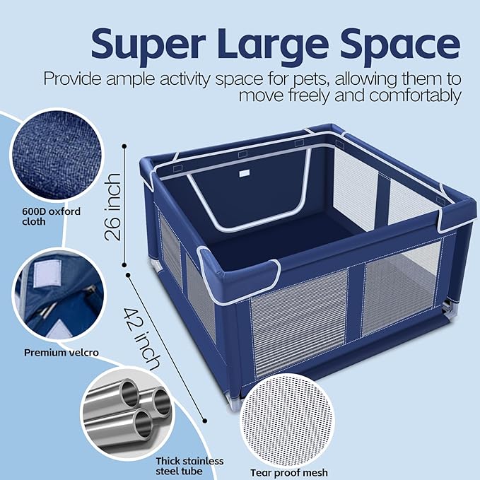 42x42x26 Inches Dog Playpensï¼_uppy Playpen with Gate for Puppies or Small Dogs, Dog Fence Pet Playpen for Indoor & Outdoor