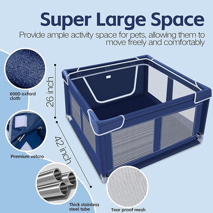 42x42x26 Inches Dog Playpensï¼_uppy Playpen with Gate for Puppies or Small Dogs, Dog Fence Pet Playpen for Indoor & Outdoor