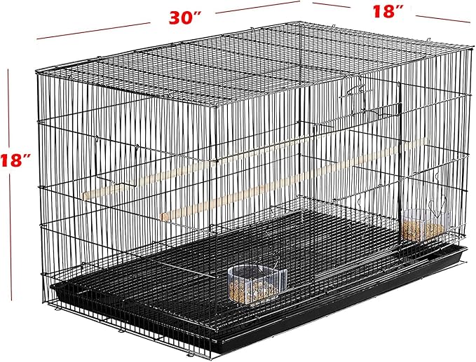 Lot of Breeding Bird Flight Cages for Canary Parakeet Aviaries Budgies Lovebird Finch (Large 30" Black)