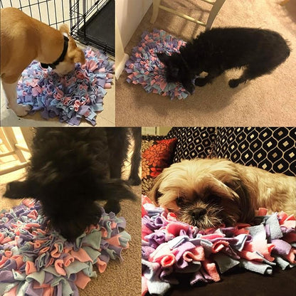 Pet Snuffle Mat for Dogs, Dog Feeding Mat, Nosework Training Mats for Foraging Instinct Interactive Puzzle Toys (Pink&Purple&Blue)