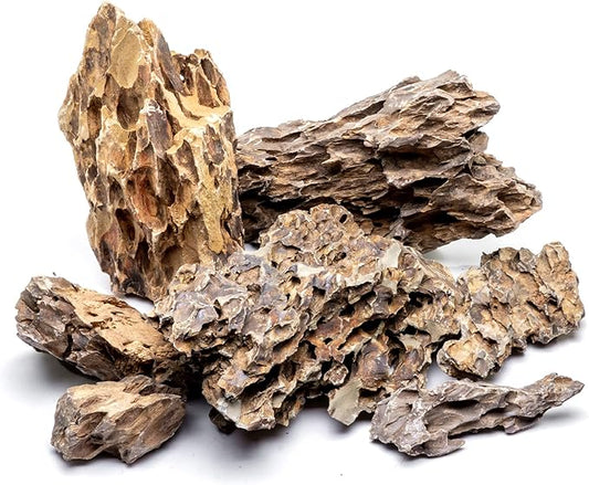 SubstrateSource Natural Stone for Aquarium, Terrarium, Paludarium, Reptile Enclosures - Set of Decorative Rocks for Landcapes, Aquascaping, Fish Tank Decor (Dragon Stone, 16 Pounds, 2-8)