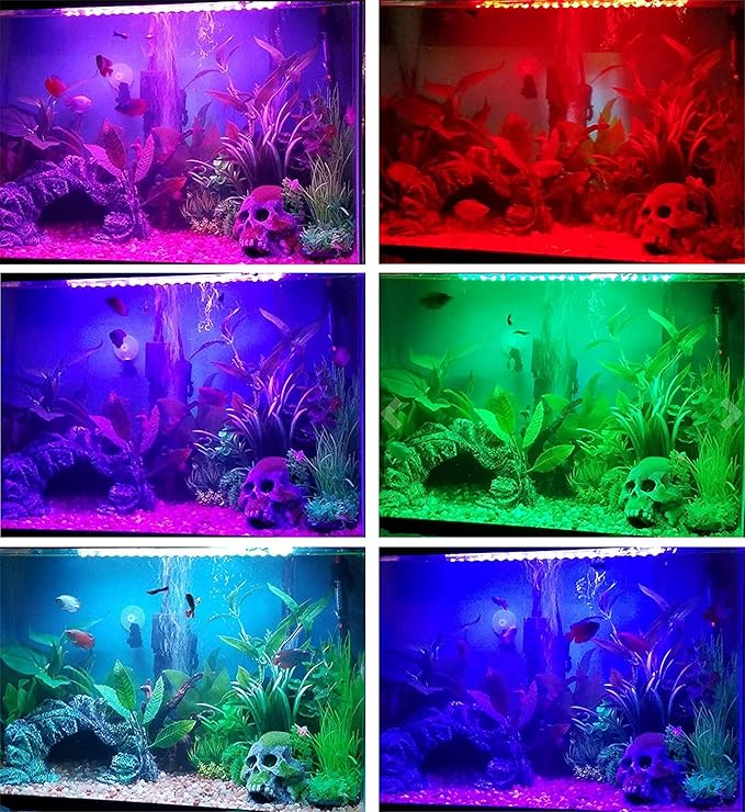 Fish Tank Lights, LED Aquarium Lights RGB Waterproof Color Changing Adjustable Memory Submersible Remote Control Underwater Aquarium Tank Hood Strip Lamp Waterfall Lights, 11 inch