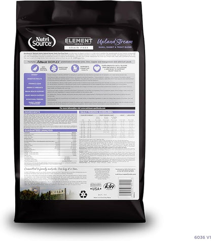 NutriSource Element Series Upland Stream Dry Dog Food, Quail, Rabbit & Trout, 12LB