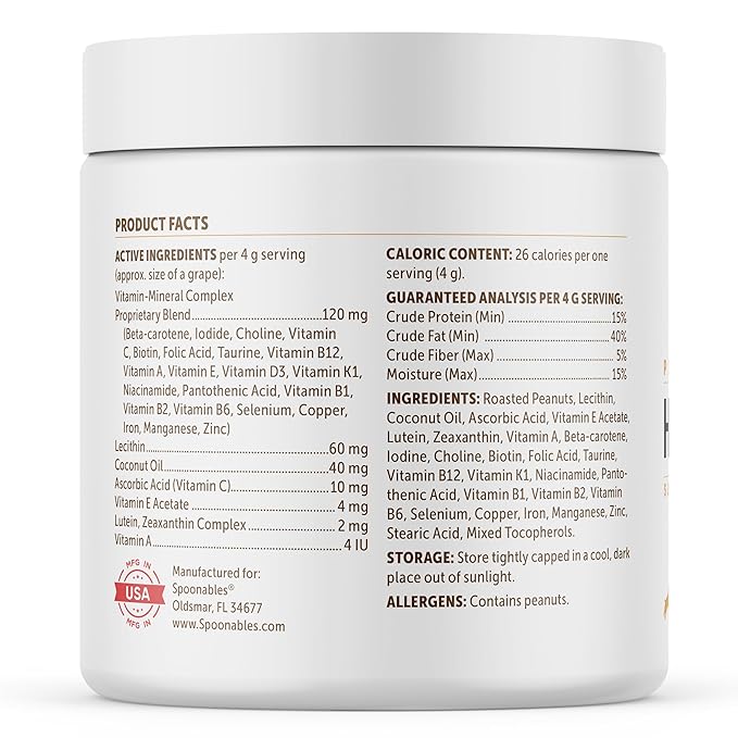 Dog Peanut Butter - Appetite Booster with Multivitamins for Dogs - Energy Supplement for High Energy Dog Activities - Dog Food Toppers for Picky Eaters - High Calorie (8.46oz)