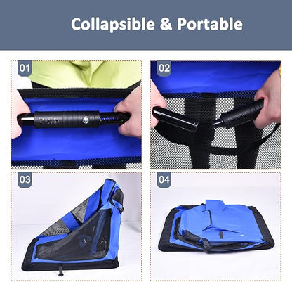 JESPET 30'' Soft Pet Crates Kennel, 3 Door Soft Sided Folding Travel Pet Carrier with Straps and Fleece Mat for Dogs, Cats, Indoor/Outdoor Use with Black