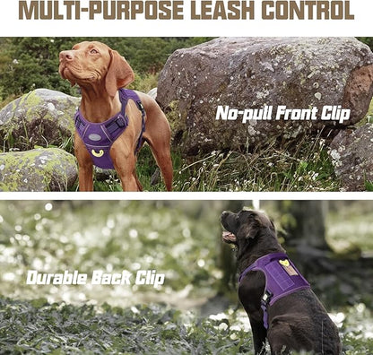 AUROTH Tactical Dog Harness for Large Dogs No Pull Adjustable Pet Harness Reflective K9 Working Training Easy Control Pet Vest Military Service Dog Harnesses Purple L