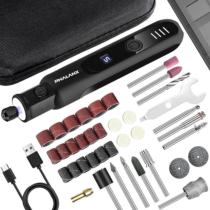 Dog Nail Grinder - Electric Pet Nail Grinder, Upgraded 5 Speed LED Lights Ring Rechargeable Cordless Dog Nail Trimmers Kit, 40 Accessories Pet Nail Grinder for Dogs Cats and Small Medium Animals Black