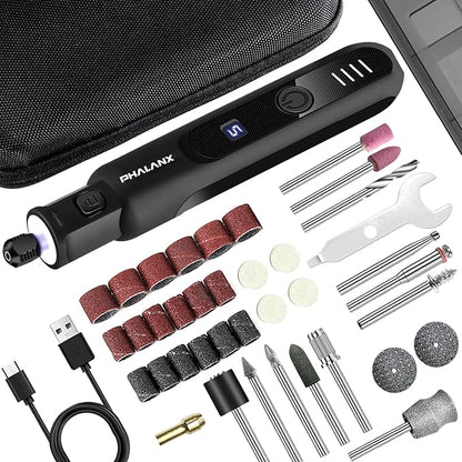 Dog Nail Grinder - Electric Pet Nail Grinder, Upgraded 5 Speed LED Lights Ring Rechargeable Cordless Dog Nail Trimmers Kit, 40 Accessories Pet Nail Grinder for Dogs Cats and Small Medium Animals Black