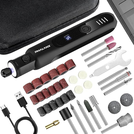 Dog Nail Grinder - Electric Pet Nail Grinder, Upgraded 5 Speed LED Lights Ring Rechargeable Cordless Dog Nail Trimmers Kit, 40 Accessories Pet Nail Grinder for Dogs Cats and Small Medium Animals Black