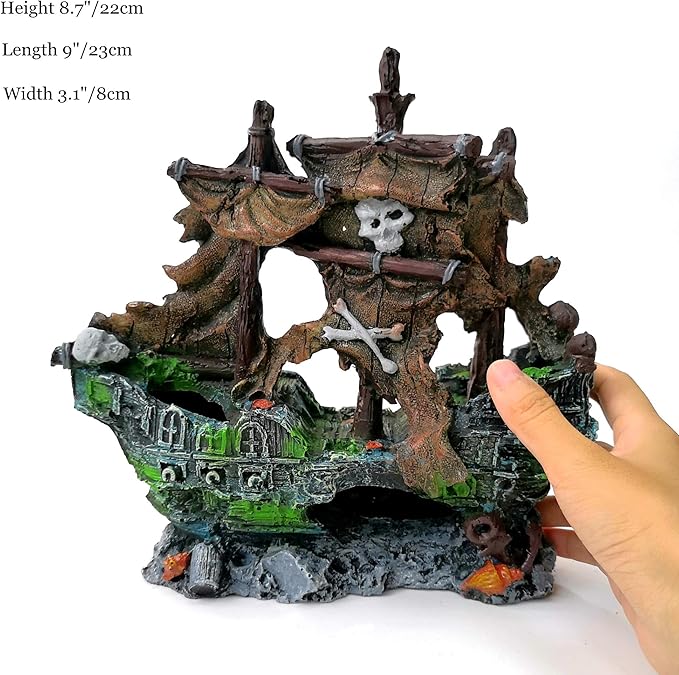 M2cbridge Antique Roman Column Ruins European Castle Aquarium Decorations Fish Tank Hideout Rocks (Pirate Shipwreck)