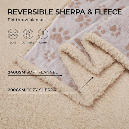Luciphia Waterproof Pet Blankets for Couch Sofa Bed Cover Liquid Pee Proof Washable Soft Fluffy Large Dog Blanket Reversible Furniture Protection Heart Paw Khaki Largeï¼65" x 57"ï¼