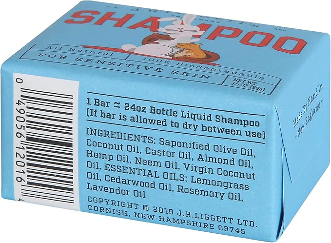 J·R·LIGGETT'S Small Animal Hair Shampoo Bar Great for Sensitive Skin | Relieves Dry, Itchy Skin, Hypoallergenic Formula | Biodegradable100% Detergent-Free, 100% Ecologically Correct, Non-GMO 3.5 oz.
