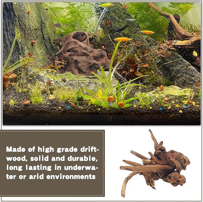 PINVNBY Natural Driftwood for Aquarium Fish Tank Decorations Assorted Branches Bearded Dragon Tank Accessories Terrarium Decor (6.5-12 inches/4 Pack)