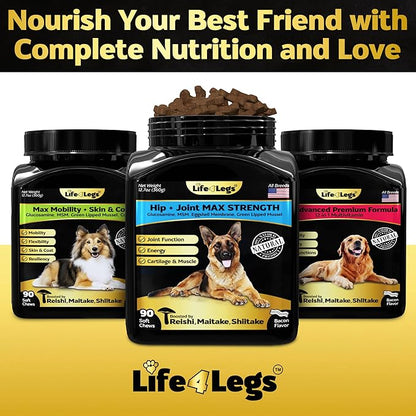 Soft Chews Hip and Joint Supplement for Dogs - Dog Joint Pain Relief Treats - Glucosamine, Chondroitin, Turmeric- Mobility Bites Supplement