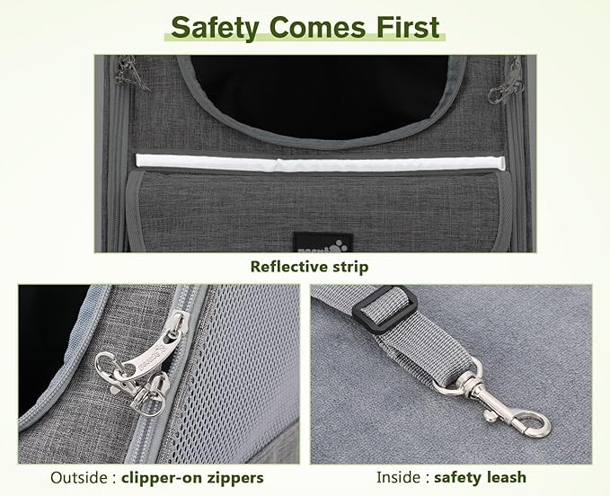 Pecute Cat Backpack Carrier, Small Dog Backpack Carrier, Pet Backpack Carrier for Cats Dogs Puppy Kitten, Cat Carrier Bag Carrying for Travel Hiking Bike Riding Walking Outdoor,Light Gray