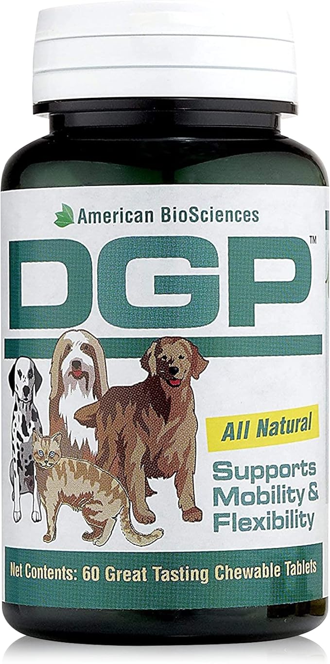 American BioSciences DGP, All-Natural Joint Supplement for Dogs - Joint Support with Turmeric Boswellia Extract - 60 Chewable Pet Tablets per Bottle (60 Count (Pack of 1))