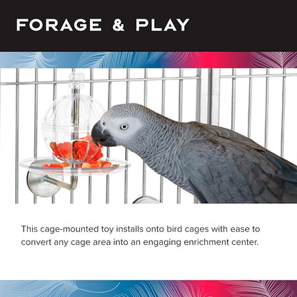 Featherland Paradise - Cage Mounted Buffet Ball - Interactive Bird Toy and Treat Dispenser - Creative Foraging Systems - Ideal for Medium to Extra Large Birds