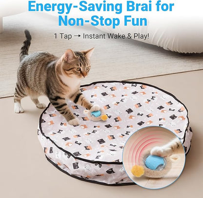 Interactive Cat Toys for Indoor Cats Fast Rolling Ball, Automatic Motion Activated Ball, Hide and Seek for Indoor Exercise Toys, Real Bird Squeaky for Kitten Exercise Kicker