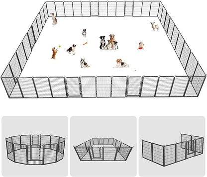 Dog Playpen Outdoor, 40" Height 42 Panels Pet Fence with Low Threshold Full Gate, Large Dog Fence Outdoor for Yard, Heavy Duty Pet Playpen Metal Play Pen Fence for RV Camping